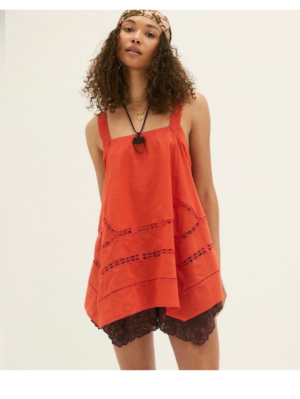 Free People Rust Orange Tie-Back Camisole